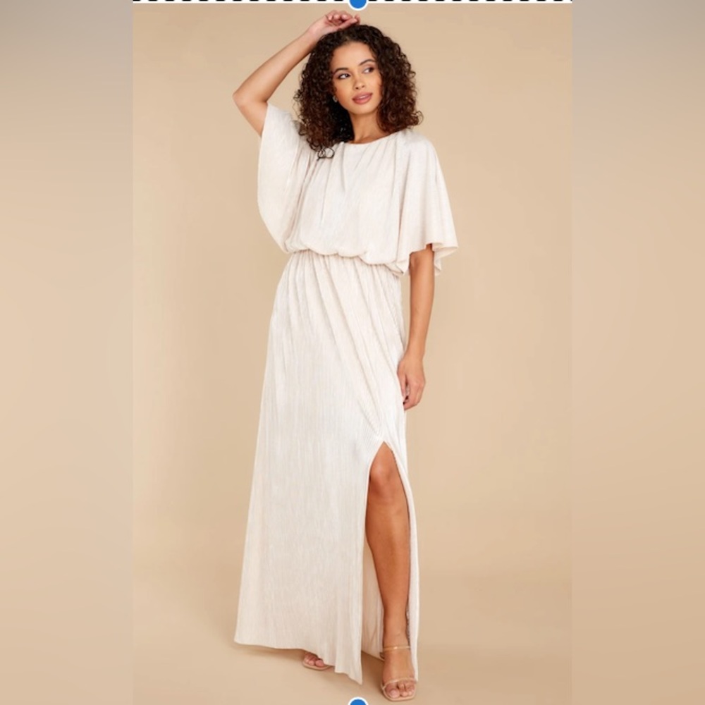 Night of Elegance Champagne Maxi Dress for Bridesmaid!